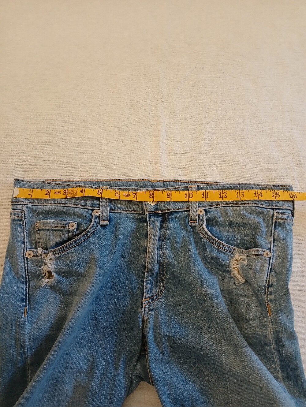 rag & bone 30 Everton Women’s Blue Skinny Jeans - Distressed Mid Wash Revolve - Picture 13 of 16